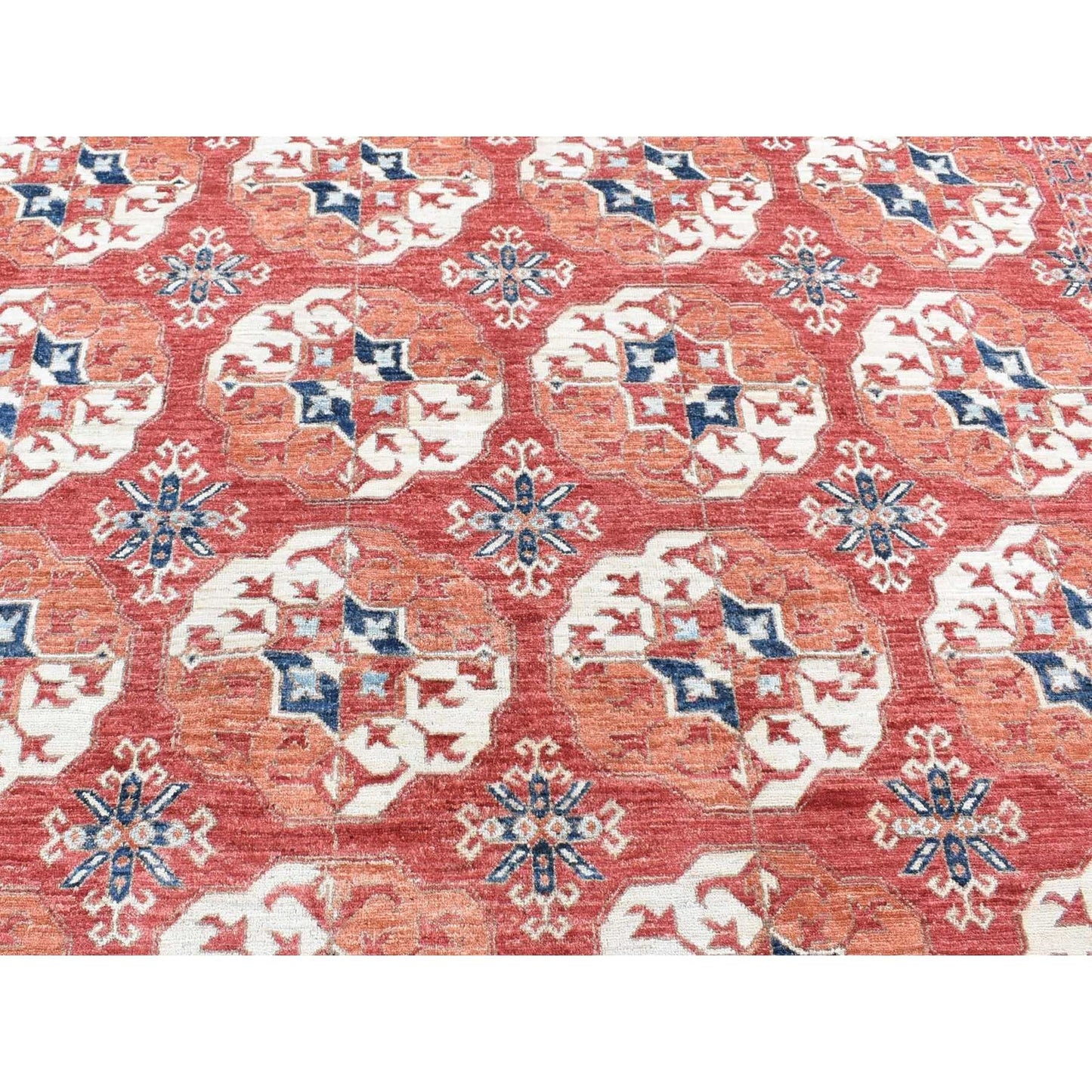 9'10"X14' Red Afghan Ersari Tekke Bokhara Pure Wool Hand Knotted Rug