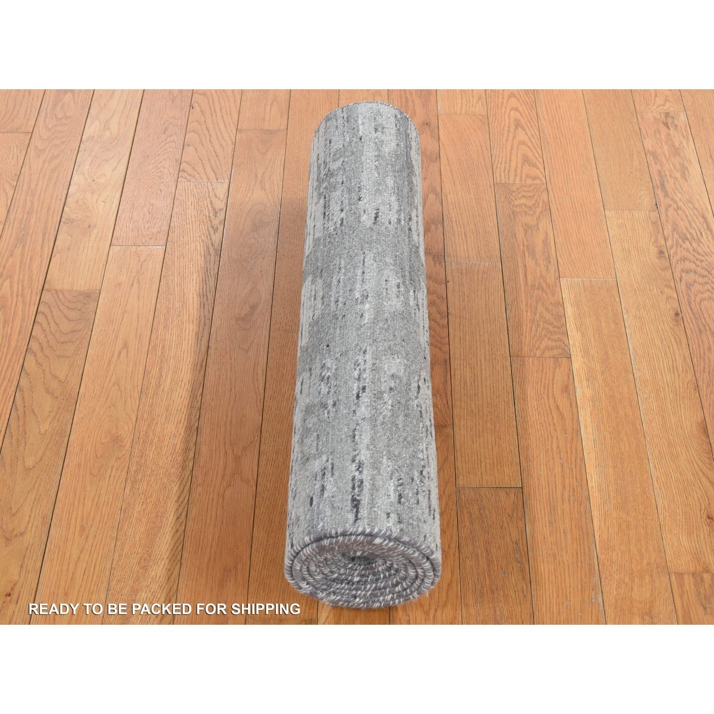 2'6"X17'10" Gray Undyed Natural Wool Modern Xl Runner Hand Knotted Rug