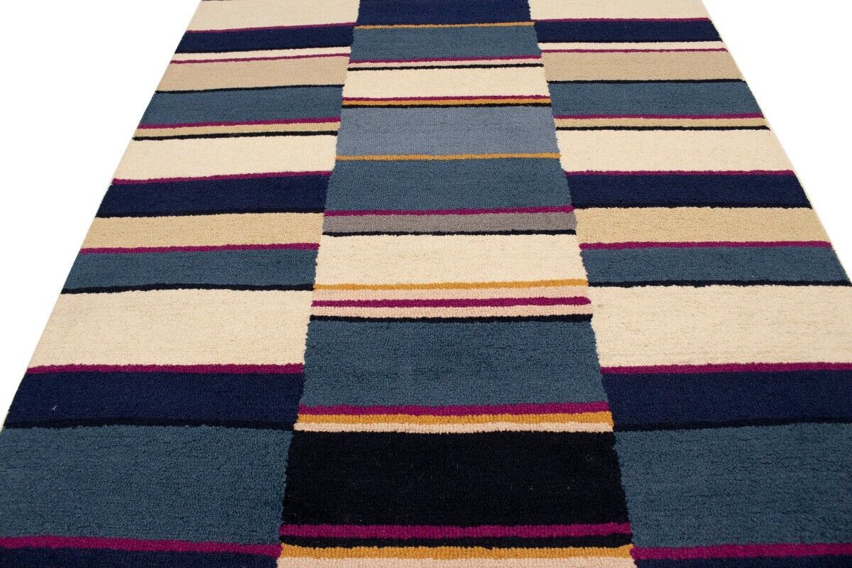 Hand-Tufted Multicolored Stripes Rug Modern Kids