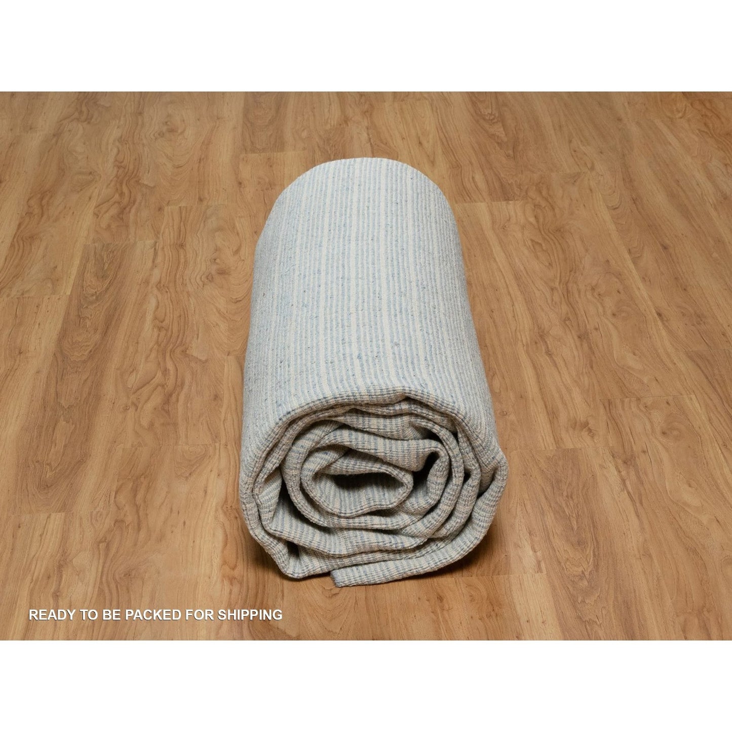 10'X14' Yonder Blue Modern Plain Decor Box Design Loomed Knotted Wool Rug
