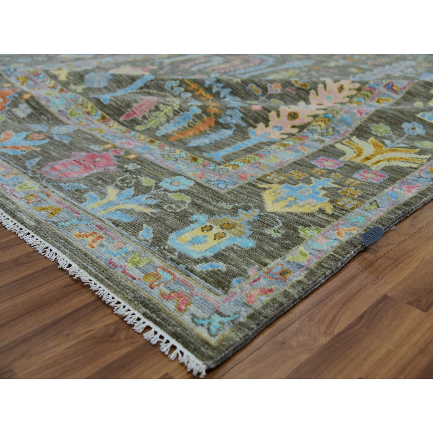 8'X10'3" Grayish Brown Hand Knotted 100% Wool Oushak Weave Oriental Rug