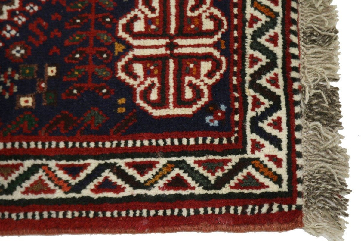 Hand-Knotted Vintage Tribal Wool Area Rug Small