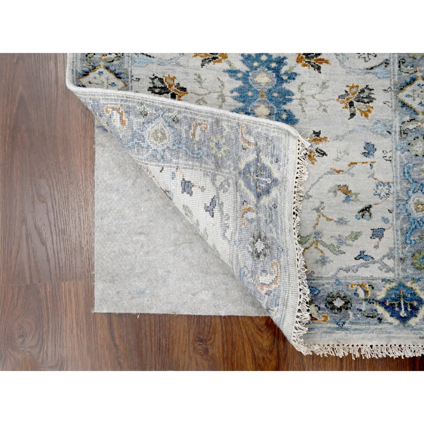 2'5"X7'9" White Denser Weave Oushak Pure Wool Hand Knotted Runner Rug