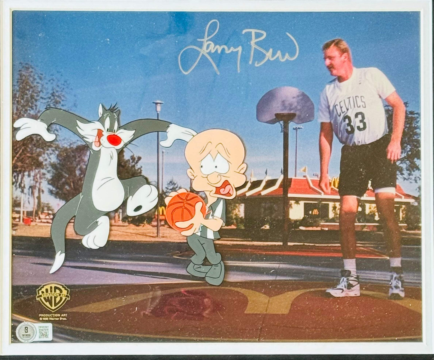 Larry Bird Signed Mcdonalds 1995 Warner Bros. Cel