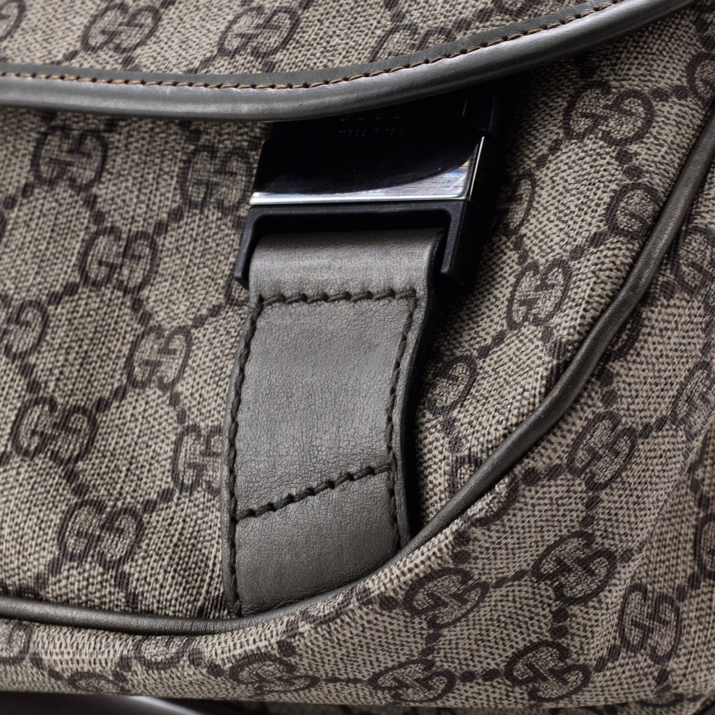 Gucci Double Buckle Messenger Bag Gg Coated Canvas Medium