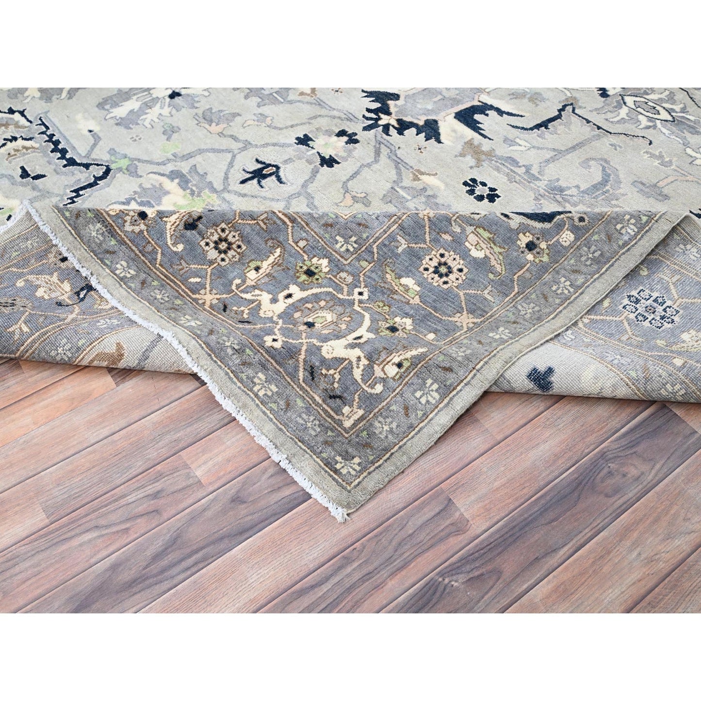 9'X12'2" Gray Seeripe Heris Design 100% Wool Hand Knotted Oriental Rug