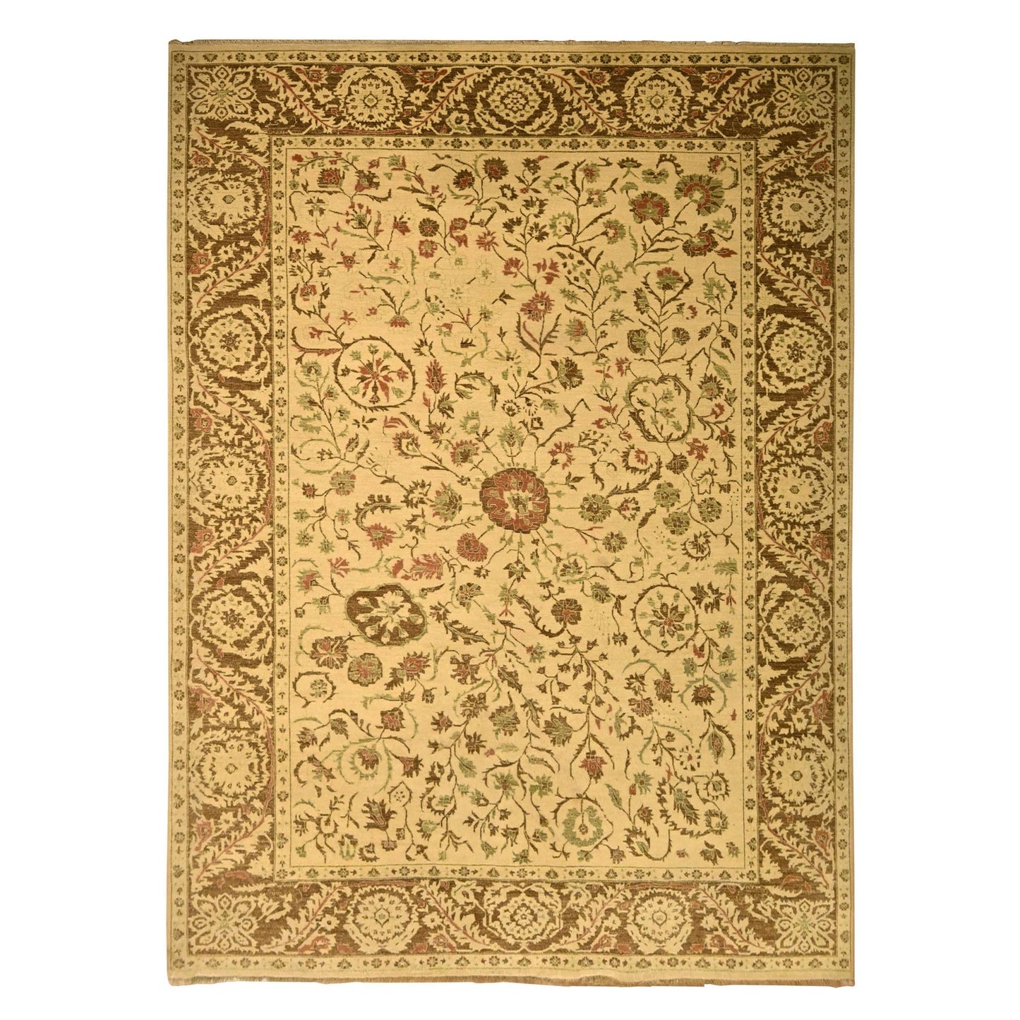 10'X13'10" Biscotti Brown Agra Leaf Design100% Wool Hand Knotted Rug