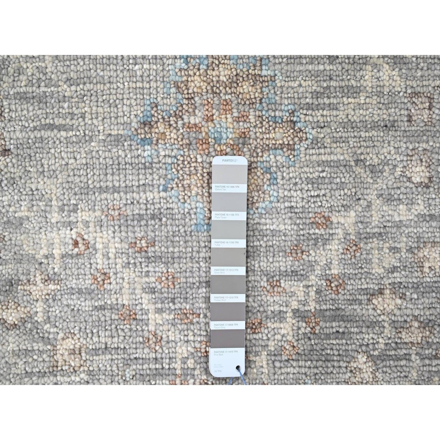 9'X12'1" Medium Gray Oushak Design Hand Knotted All Wool Oriental Rug