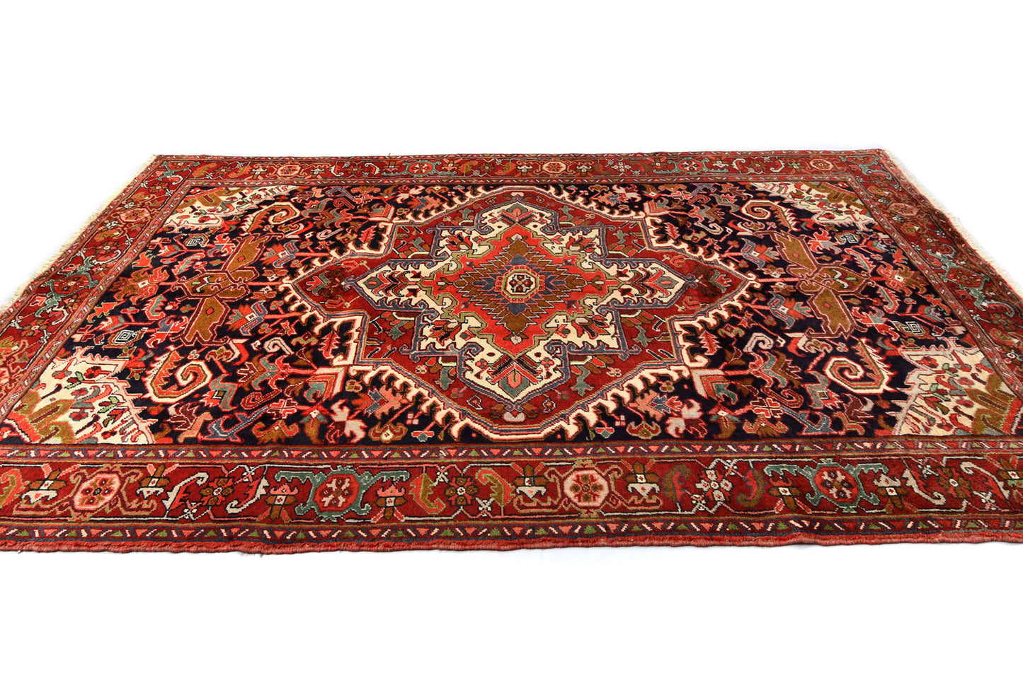 Handmade Vintage Heriz Oriental Rug Classic