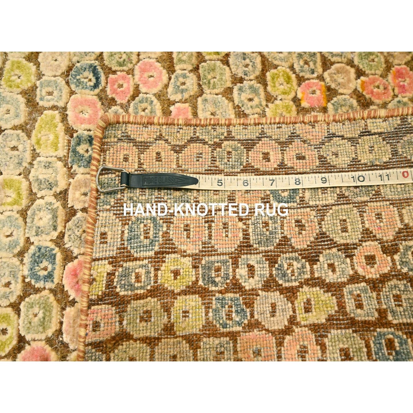 5'X7'7" Golden Yellow The Buttons Sari Silk Hand Knotted Oriental Rug