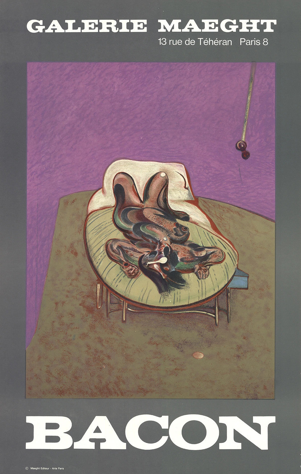 Francis Bacon Personnage Couche " Lithograph Expressionism Gray