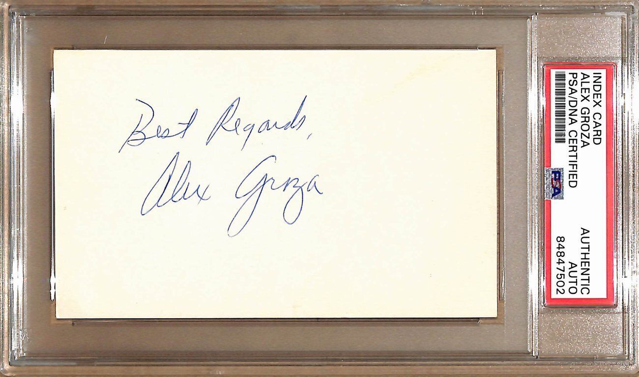 Alex Groza Autographed/Insc 3X5 Index Card