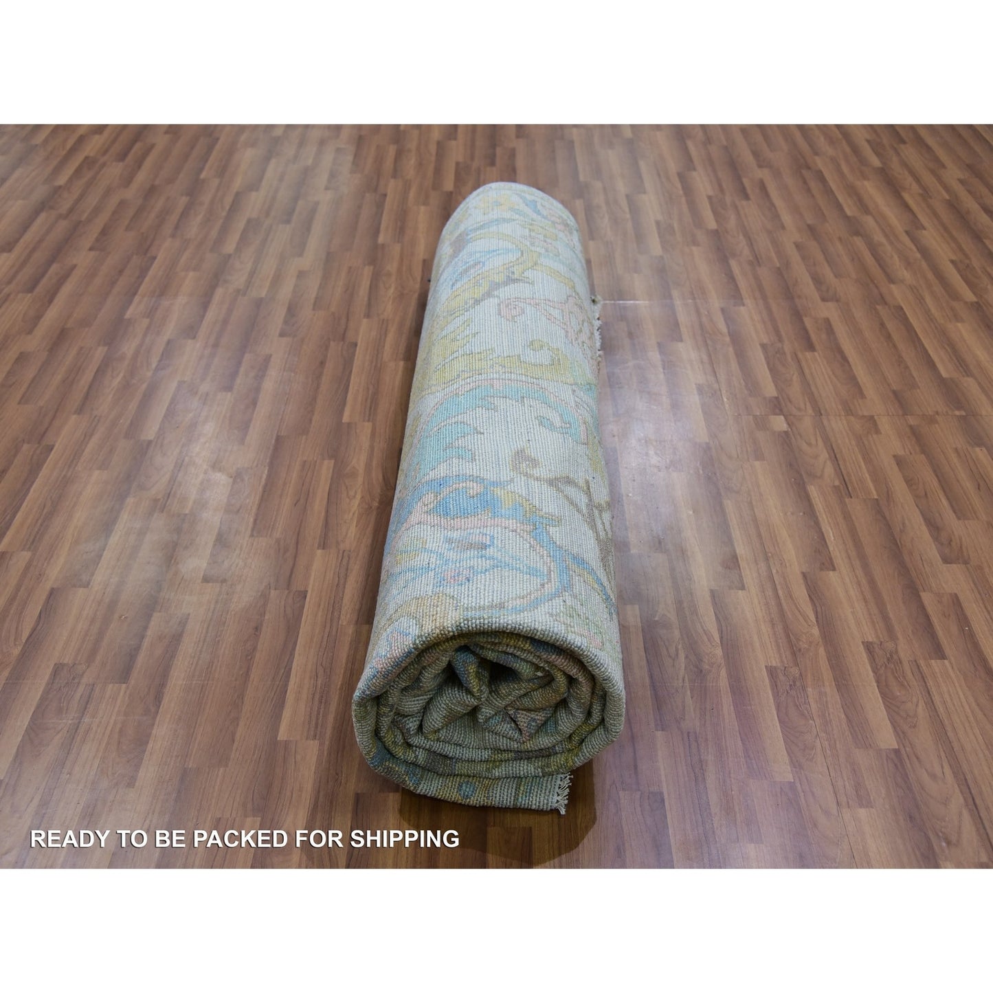 10'4"X14' Snow Ivory Bidjar Garhus Design Hand Knotted Natural Wool Rug