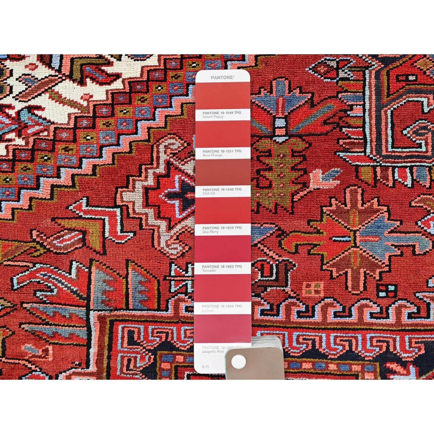 10'X12'8" Barn Red Vintage Zoroastrian Heris Pure Wool Hand Knotted Rug