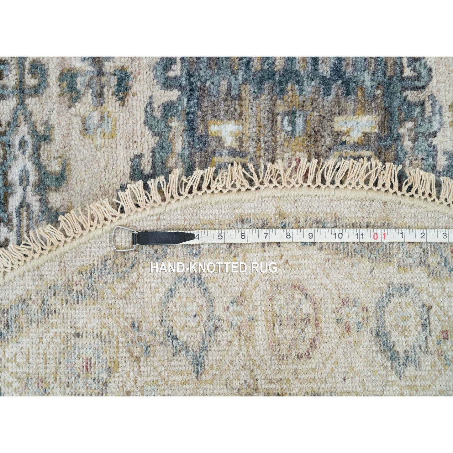 5'X5' Old Lace Ivory Hand Knotted Reimagined Viss Wool Round Oriental Rug