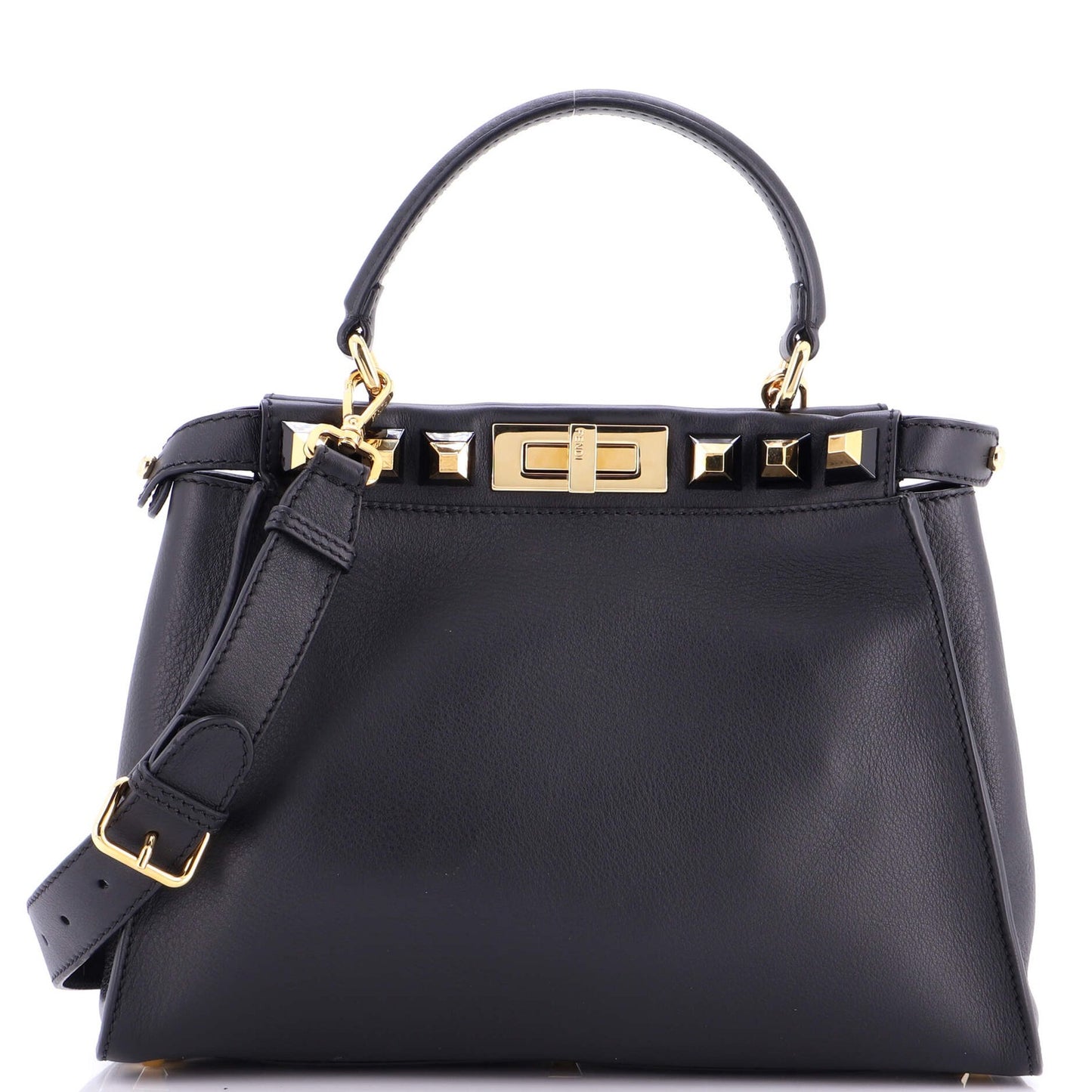 Fendi Peekaboo Bag Leather With Studded Detail Regular
