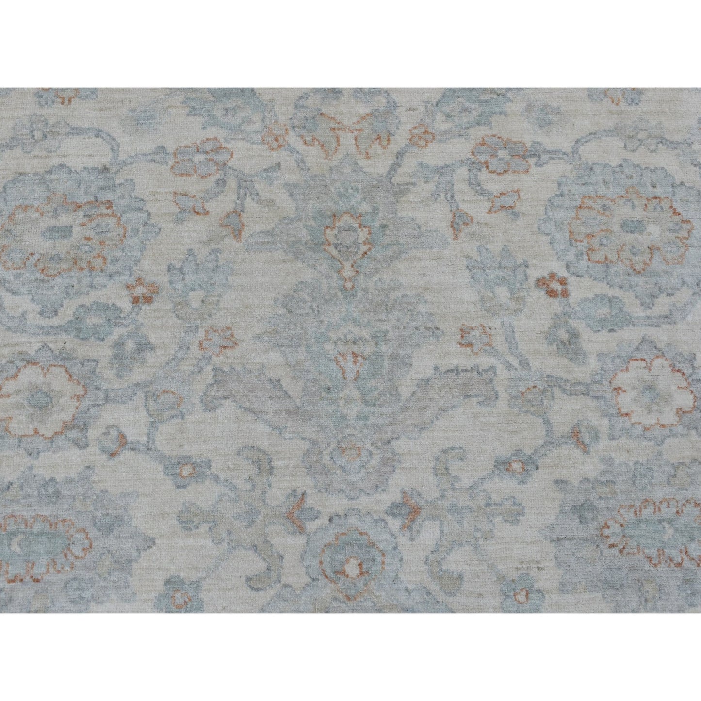 8'X9'9" White White Wash Peshawar Hand Knotted Natural Wool Oriental Rug