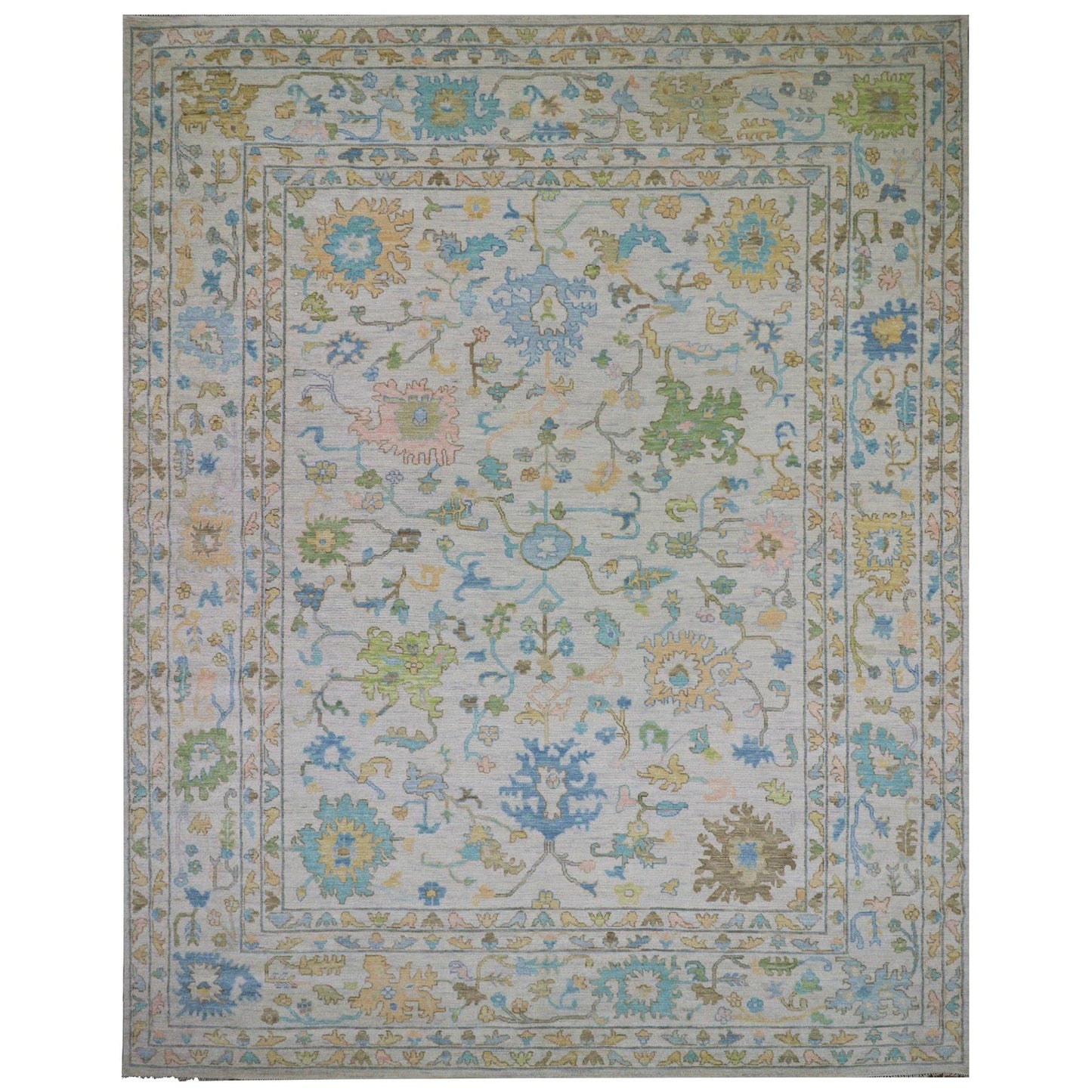 12'4"X14'10" White 100% Wool Oushak Weave Hand Knotted Oversized Rug