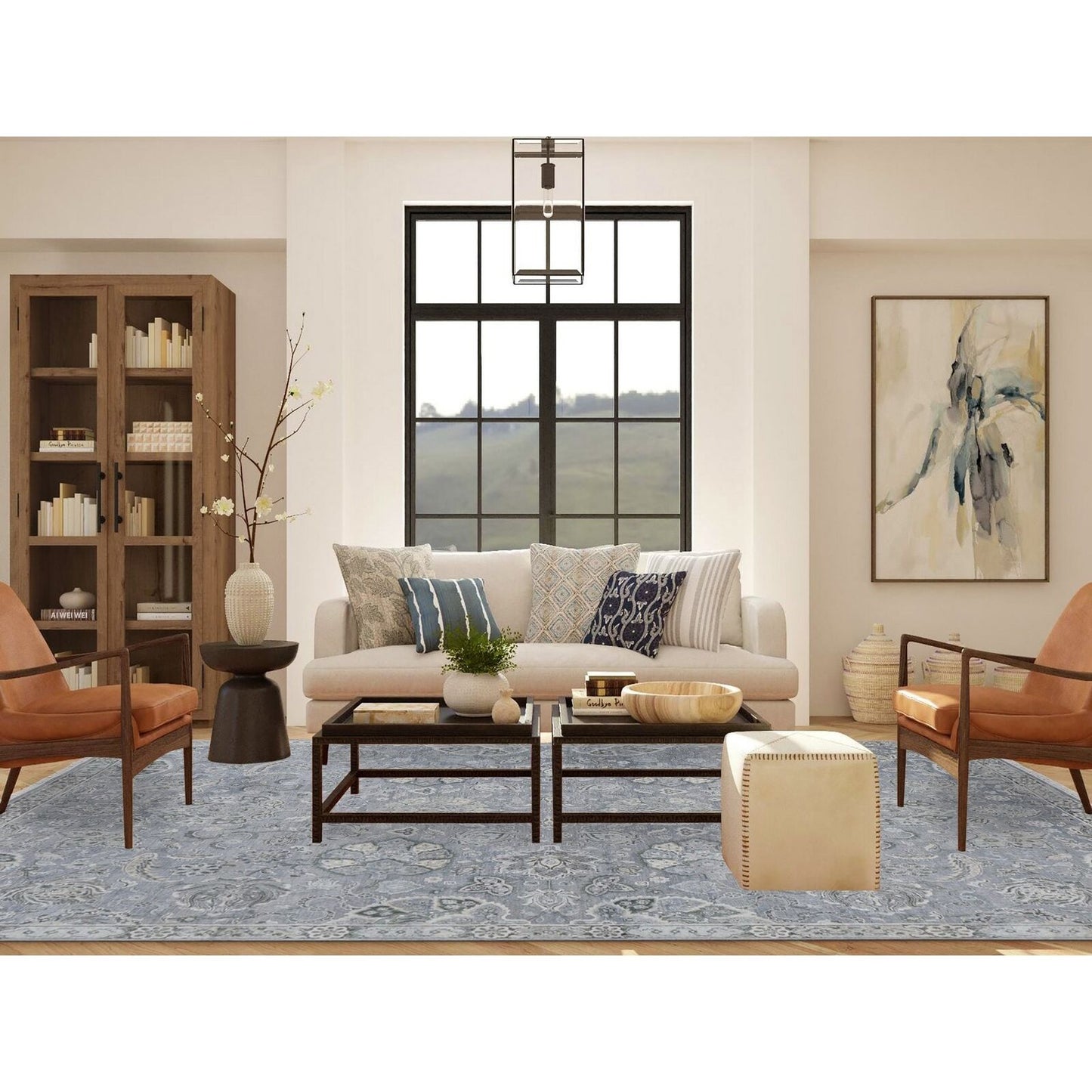 9'X12' Goose Gray Oushak Design Silk With Wool Hand Knotted Rug