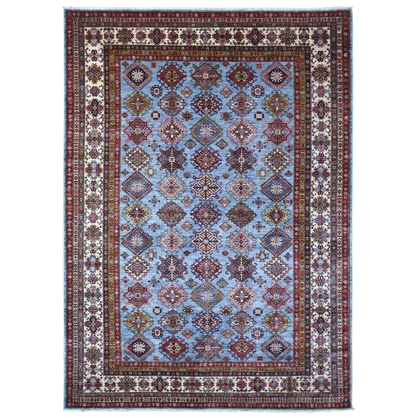 9'X12'6" Gray Afghan Super Kazak Hand Knotted 100% Wool Oriental Rug