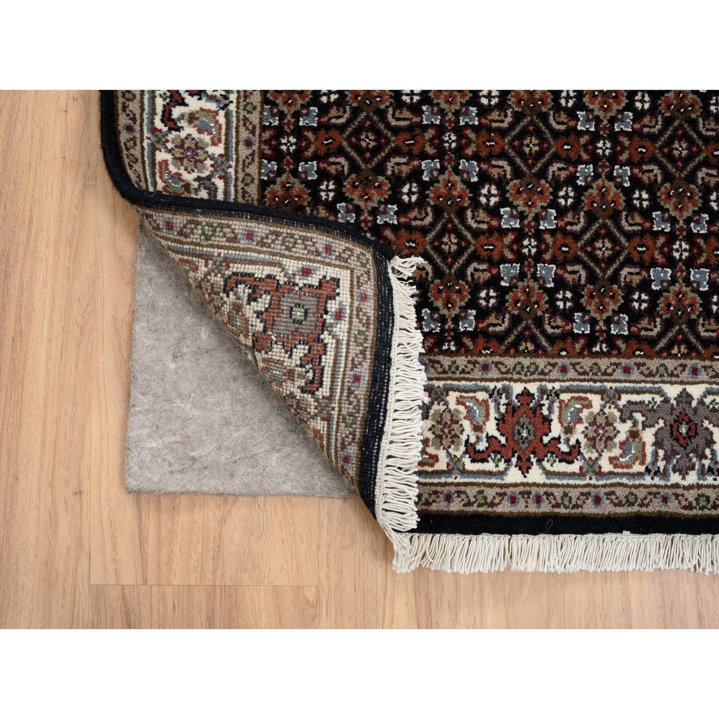 2'5"X20' Black Hand Knotted 175 Kpsi Wool And Silk Herrita Xl Runner Rug