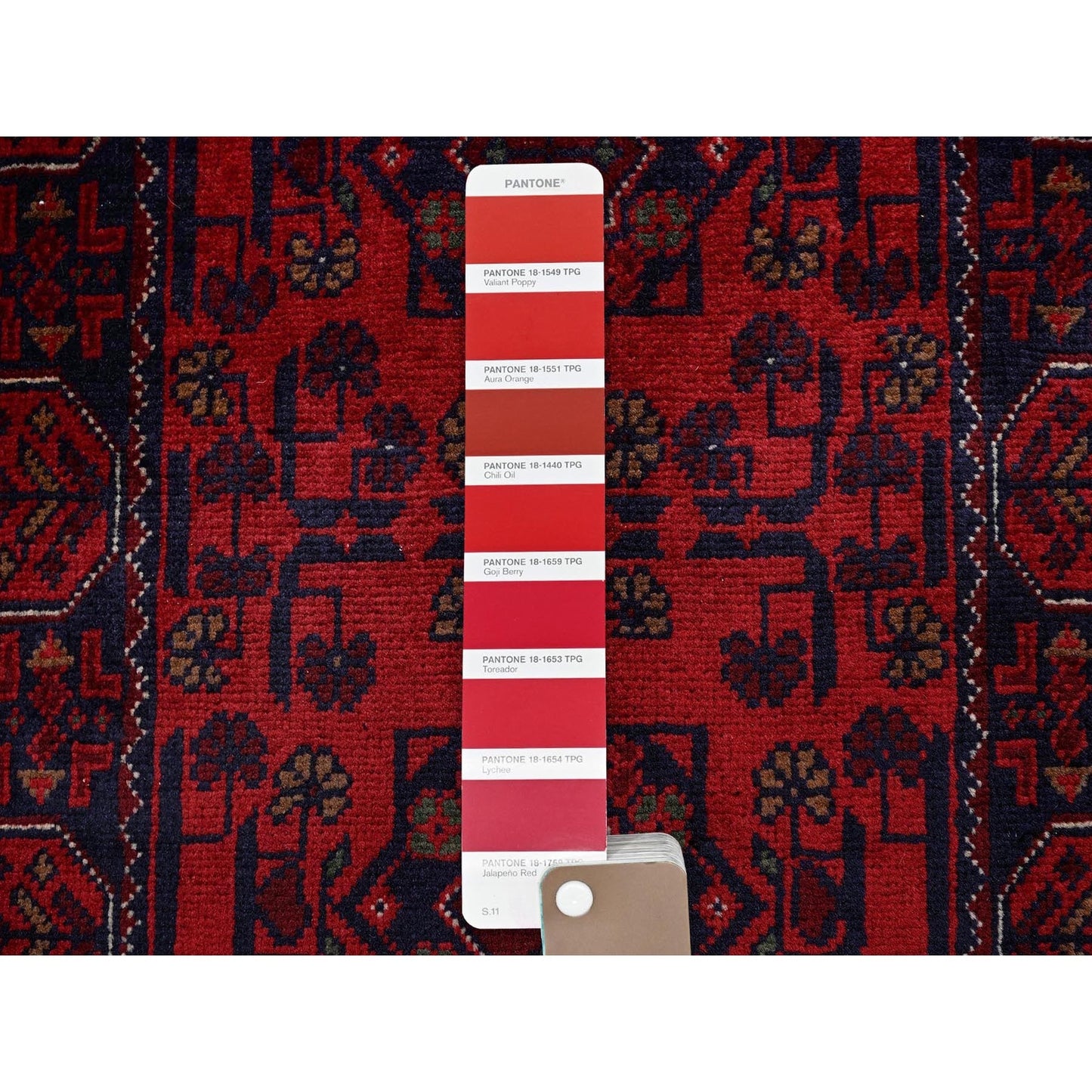 1'9"X4'10" Red, Afghan Khamyab Tribal Design Wool Hand Knotted Runner Rug