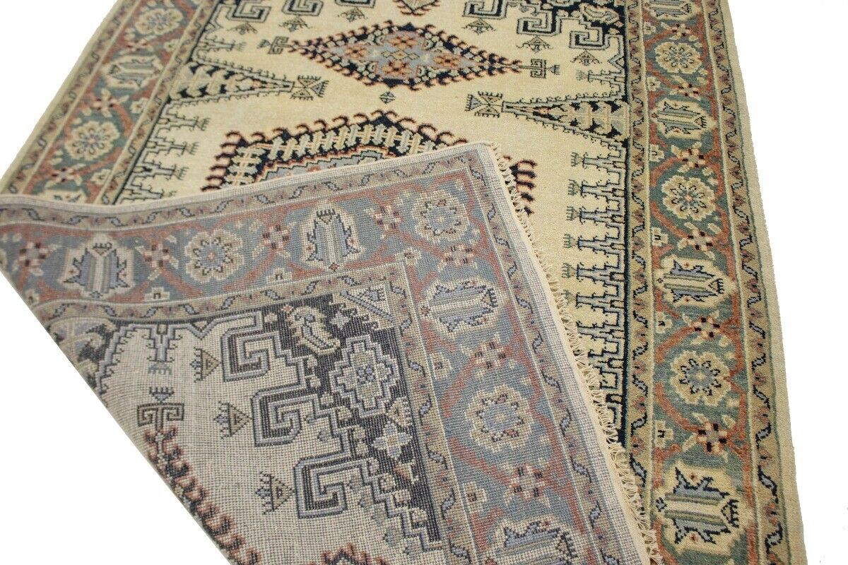 Handmade Indo-Viss Oriental Rug Cream Tribal