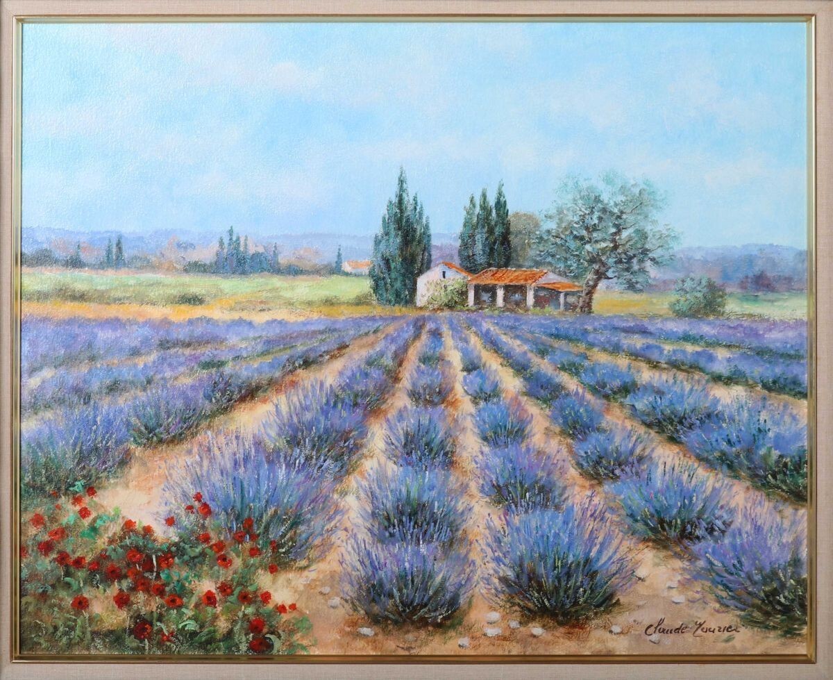 Claude Mourier France Signed Oil Painting Lavender Fields Of Haute Provence F12