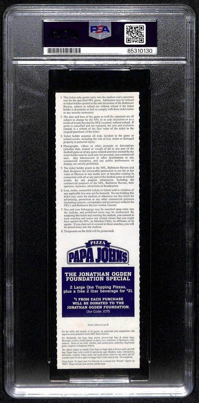 Justin Tucker Rookie Signed 2012 Full Ticket Ravens Vs. Bengals Psa/Dna 190602