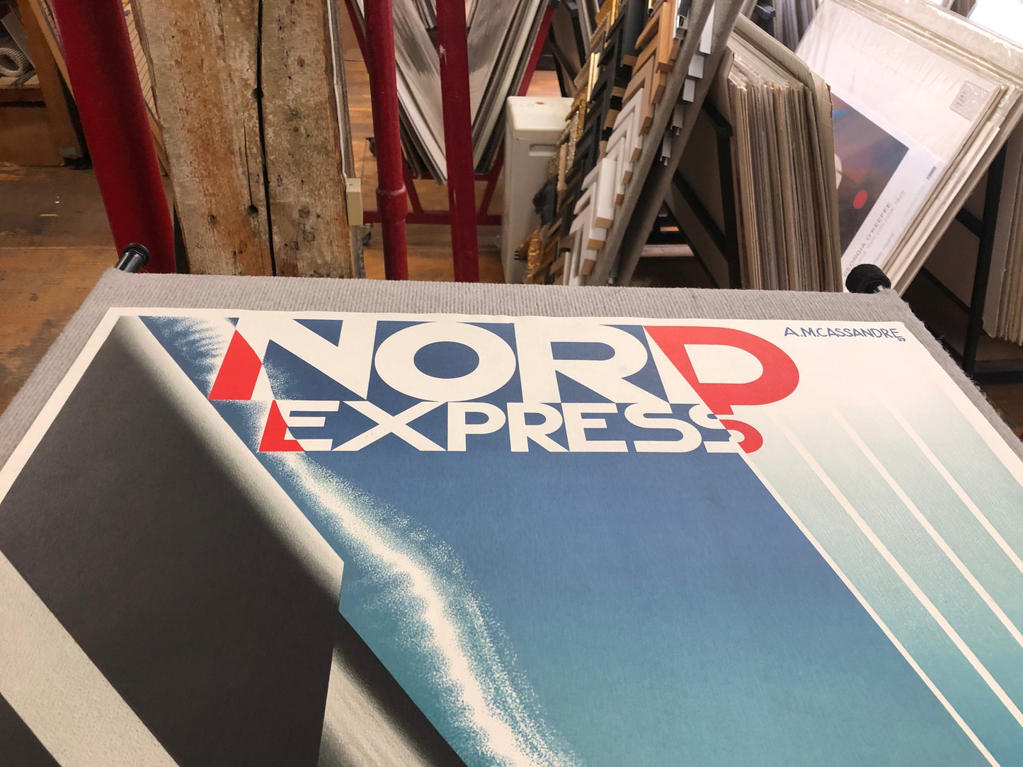 A.M. Cassandre Nord Express " Lithograph Vintage Blue, Black & W