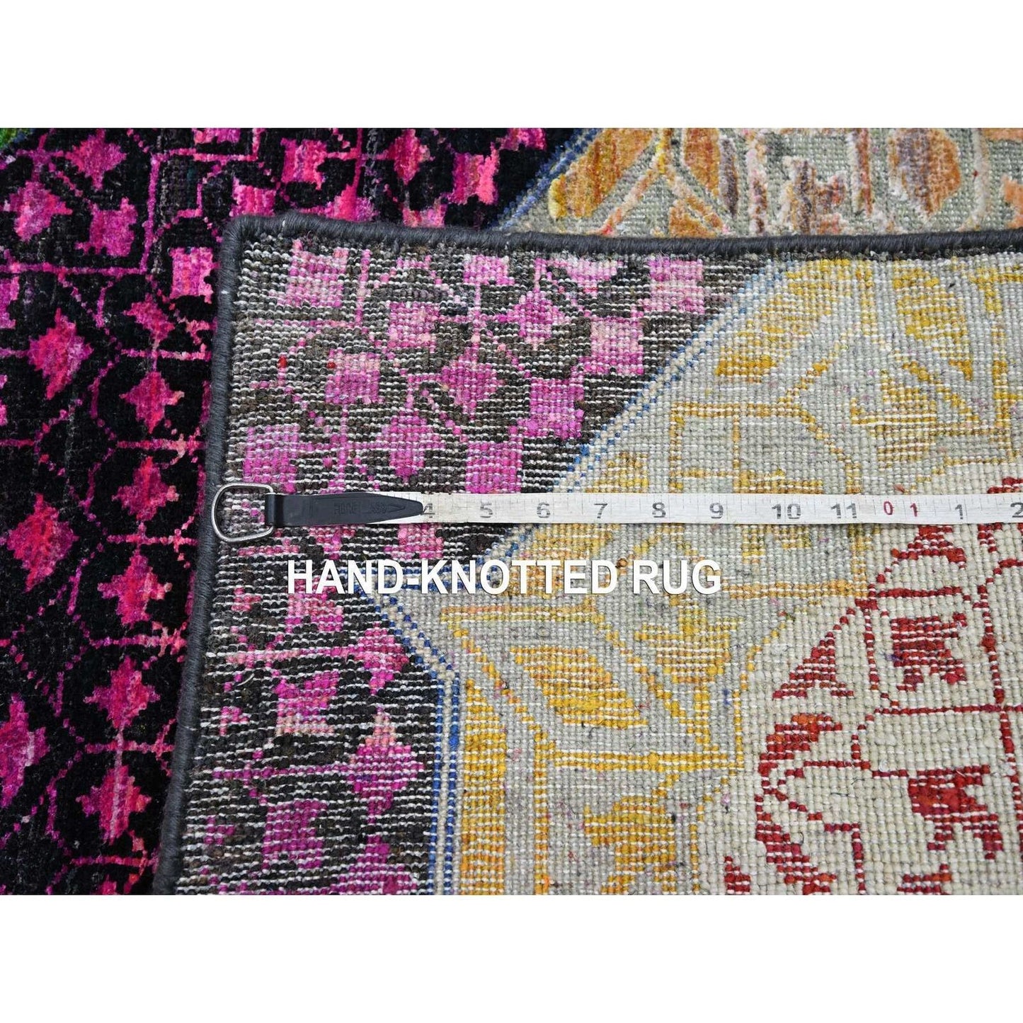 2'9"X8'1" Salsa Red Silk With Wool Mamluk Design Hand Knotted Runner Rug