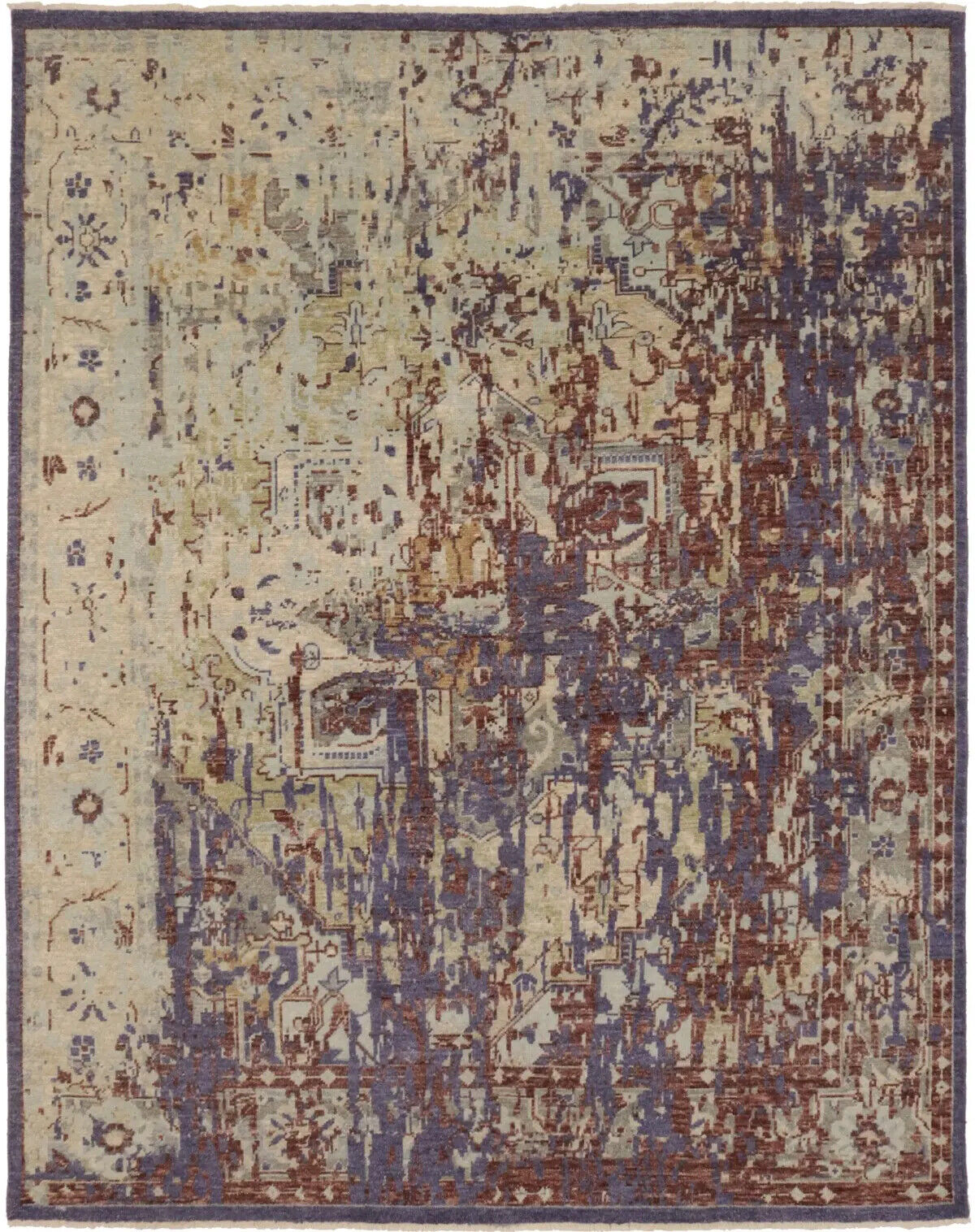 Distressed Floral Heriz Serapi Oriental Rug