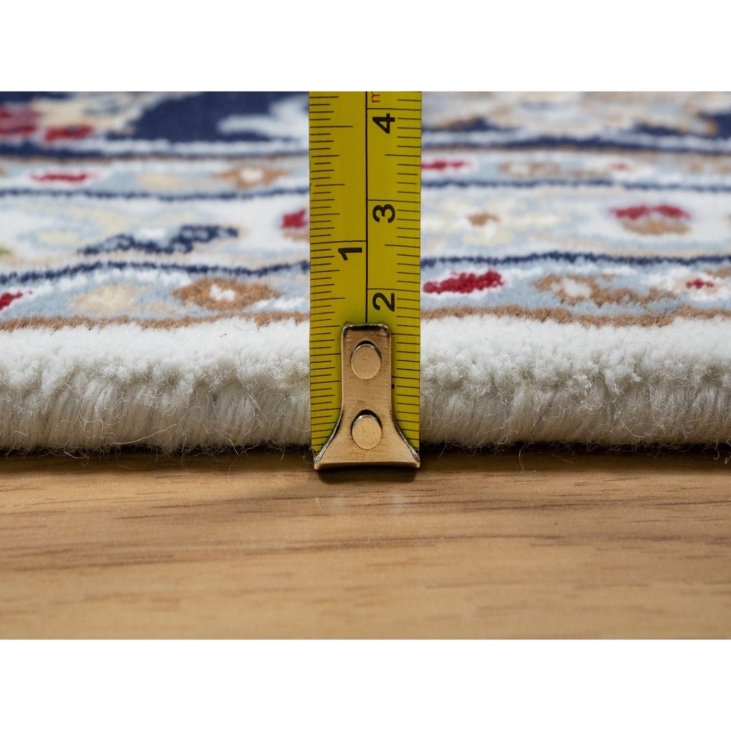 7'10"X10'1" Stone White Nain Design 250 Kpsi Soft Wool Hand Knotted Rug