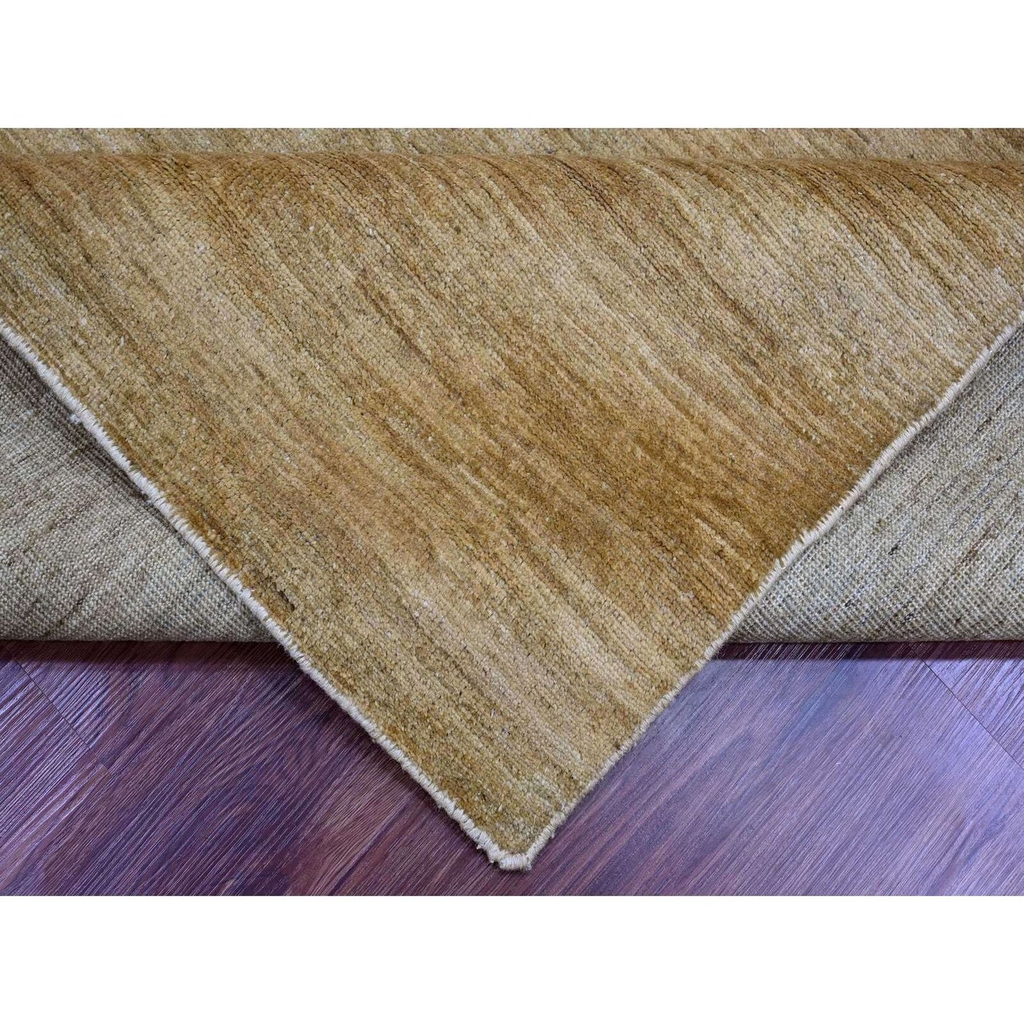 7'10"X9'5" Tawny Brown Plain Solid Pattern Ghazni Wool Hand Knotted Rug