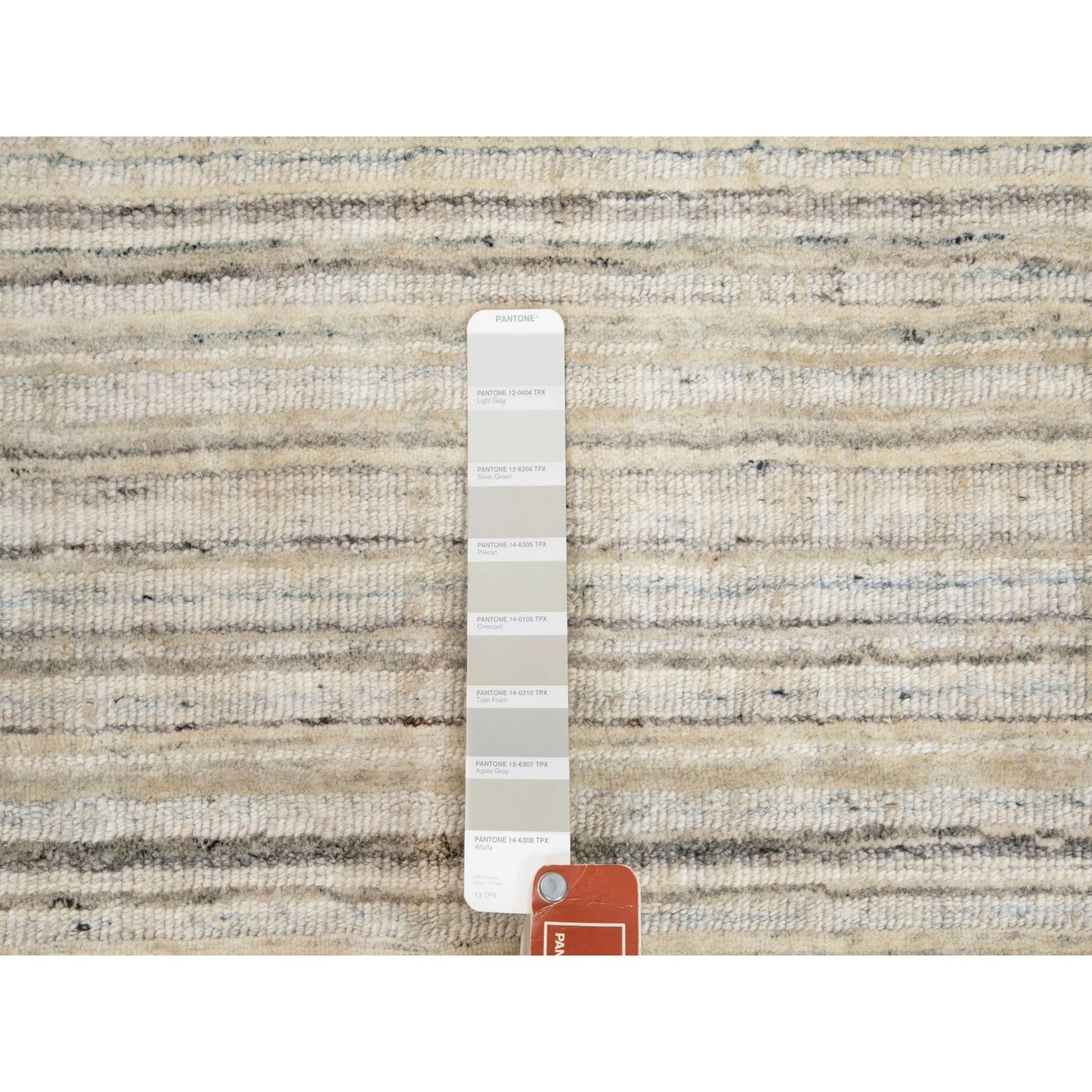 2'6"X9'8" Beige Hand Loomed Organic Wool Modern Runner Oriental Rug