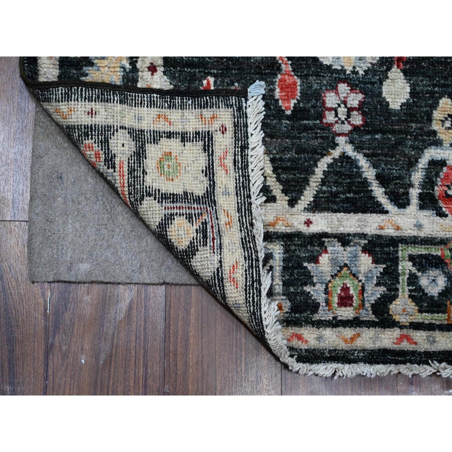 2'10"X12' Eerie Black Tribal Design Angora Oushak Runner Oriental Rug