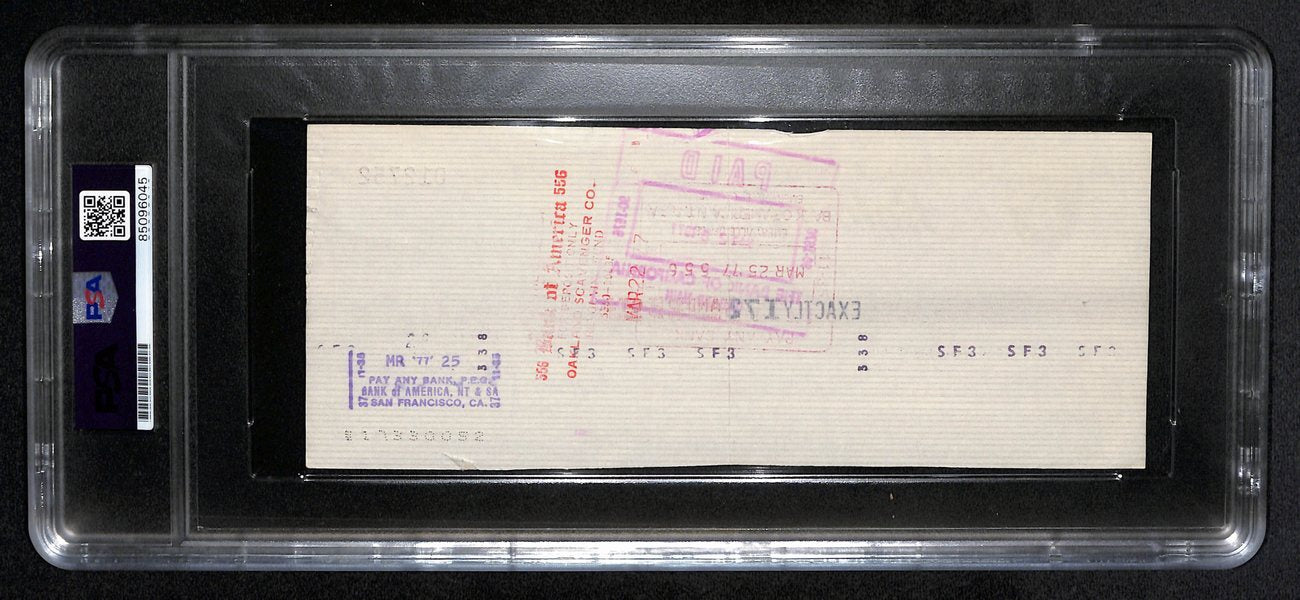 Al Davis Signed/Autographed 1977 Oakland Raiders Check Psa/Dna