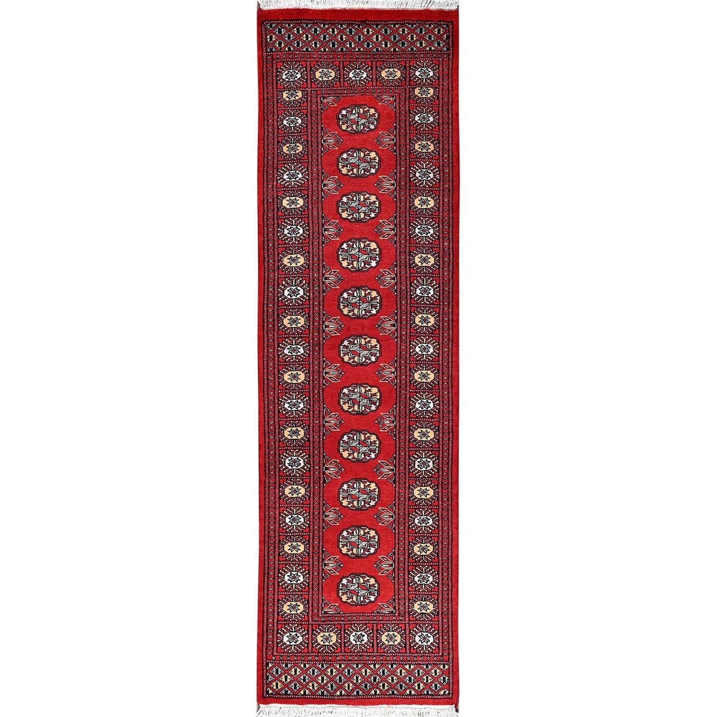 2'2"X6'6" Arsenal Red Princess Bokara Soft Wool Hand Knotted Runner Rug