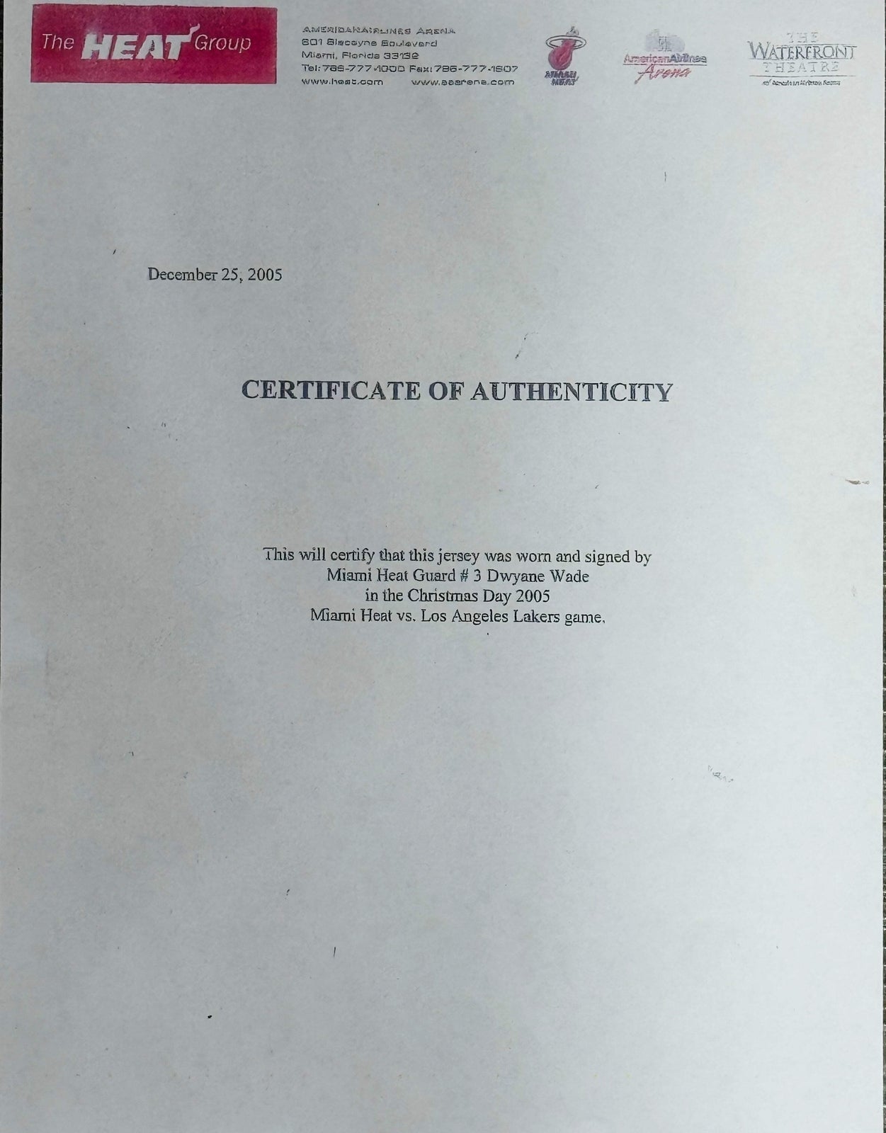 Dwyane Wade Game Used Jersey Piece W/ 8X10 Unsigned Photo Framed