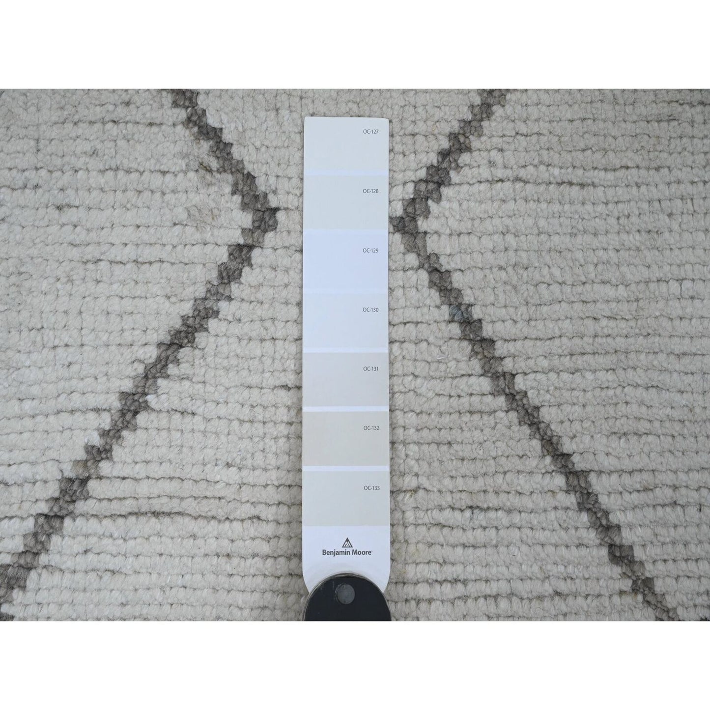 3'3"X15'5" White Geometric Moroccan Weave Wool Hand Knotted Runner Rug