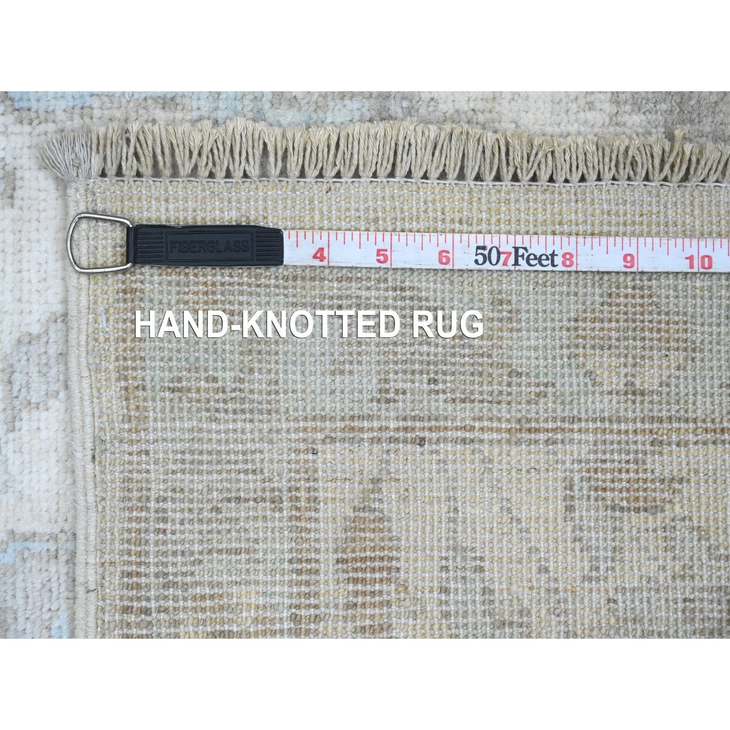 2'8"X16'3" White Wash Peshawar Leaf Design Hand Knotted Wool Runner Rug