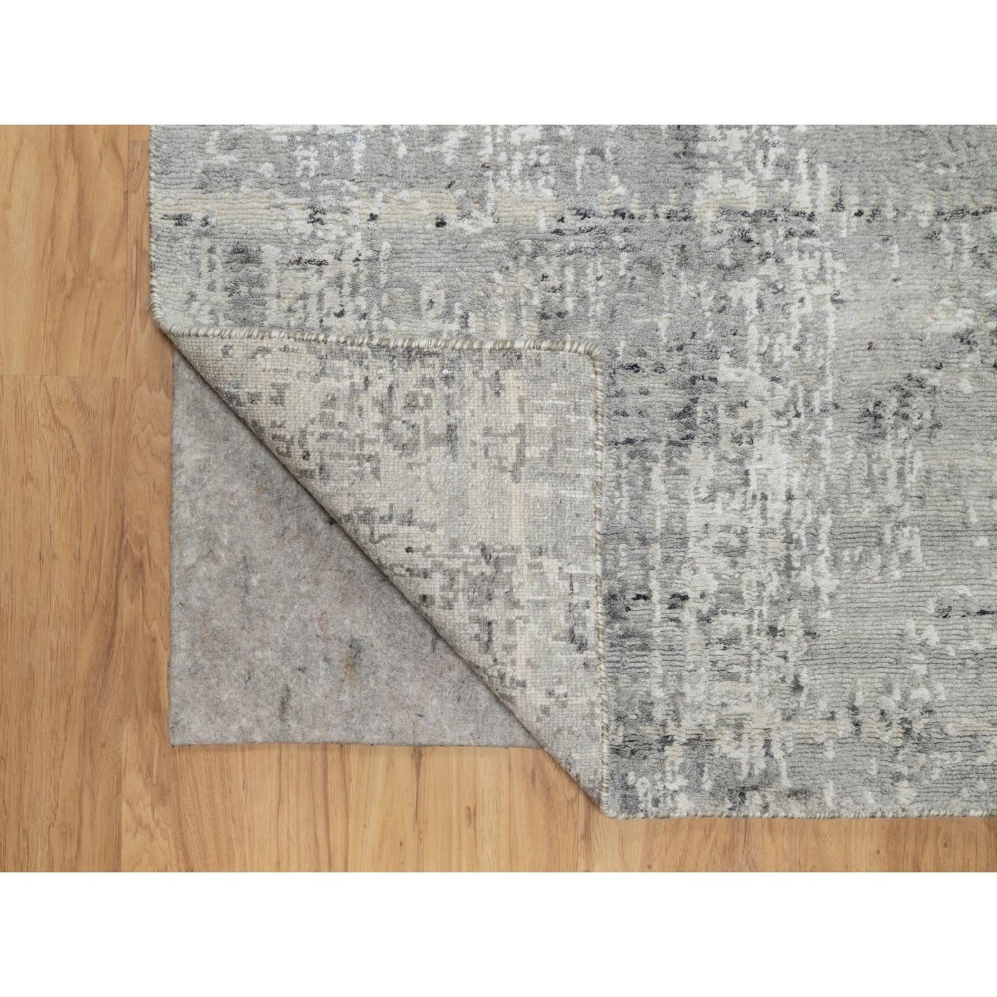 2'6"X26' Gray Hand Knotted Undyed Natural Wool Modern Xl Runner Rug