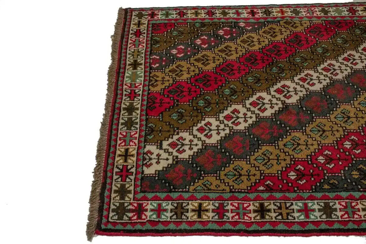 4X7 Ft Handmade Red Wool Rug Vintage Style Tribal