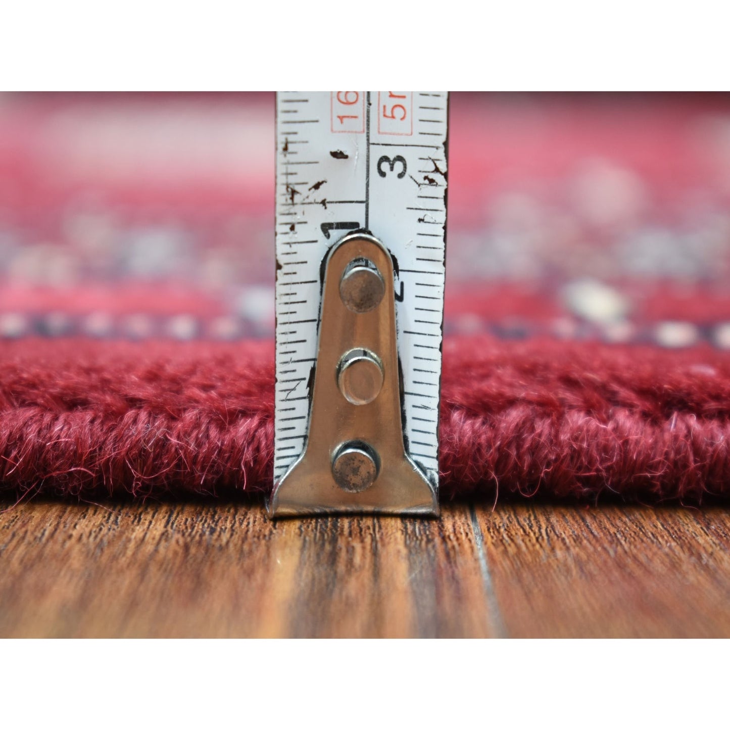 2'6"X9'1" Mori Bokara Deep And Rich Red Soft Wool Hand Knotted Runner Rug