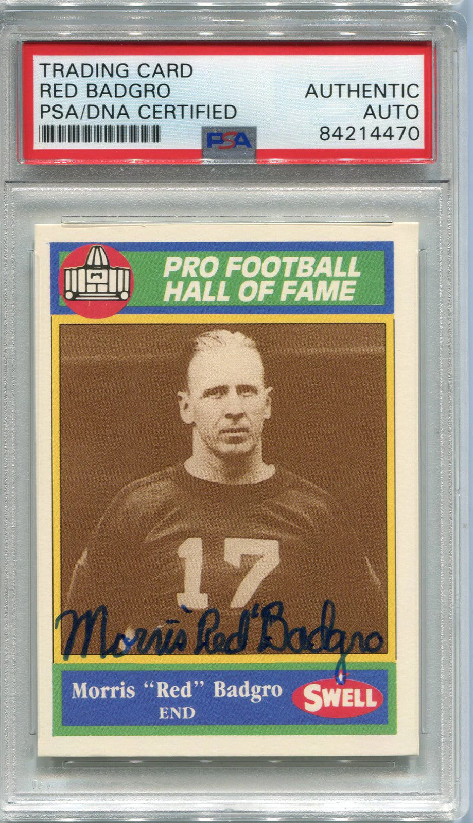 Morris "Red" Badgro Autographed 1990 Swell Card #107 (Psa)