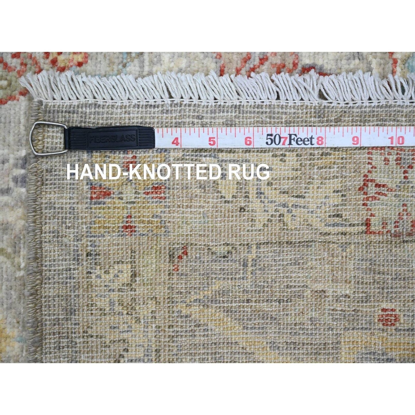 3'X11'8" Brown Peshawar Bijar Garus Design Wool Hand Knotted Runner Rug