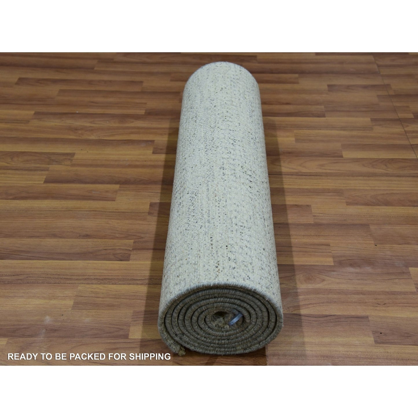 2'6"X10'1" Moderne White Hand Knotted Modern Grass 100% Wool Runner Rug