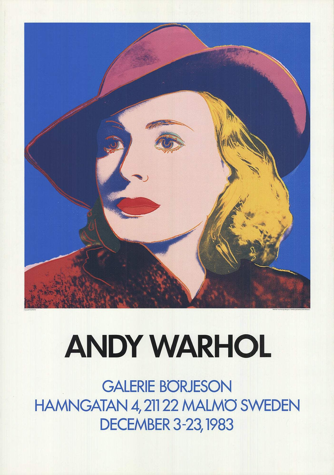 Andy Warhol Ingrid With Hat " Poster Pop Art Pink, Yellow, Blue