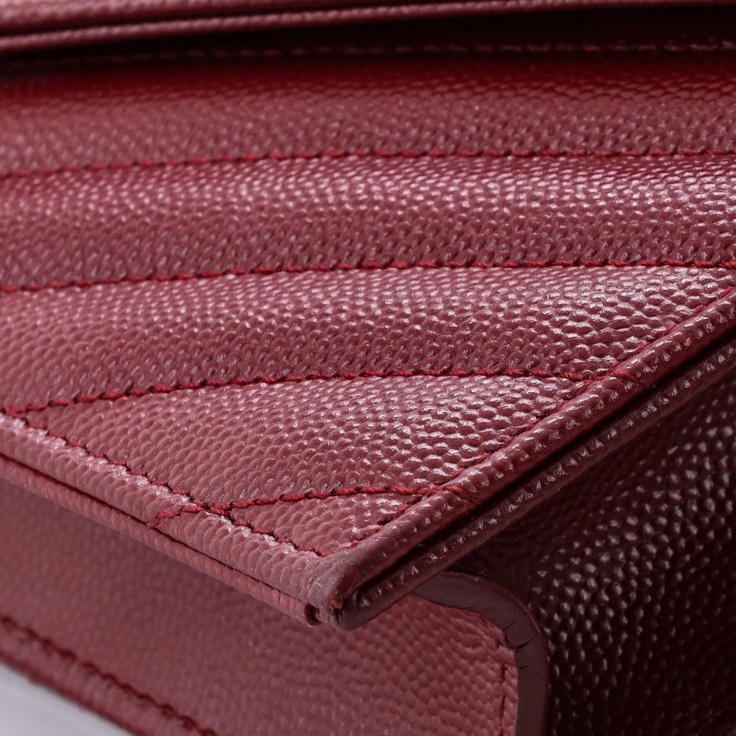 Saint Laurent Classic Monogram Wallet On Chain Matelasse Chevron Leather Small