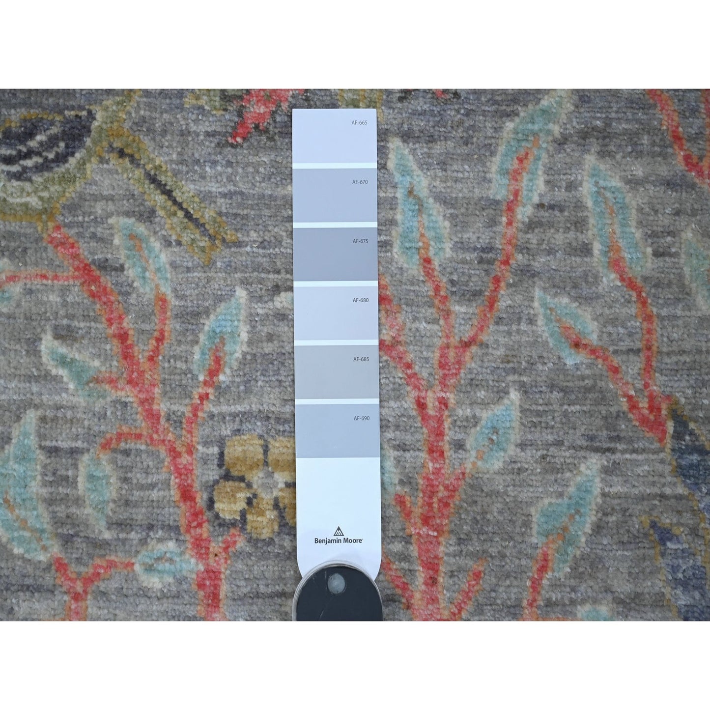 2'8"X7'9" Gray Birds Paradise Hand Knotted Peshawar Runner Oriental Rug